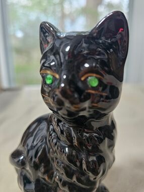 Retro Lucky Black Ceramic Cat Figurine